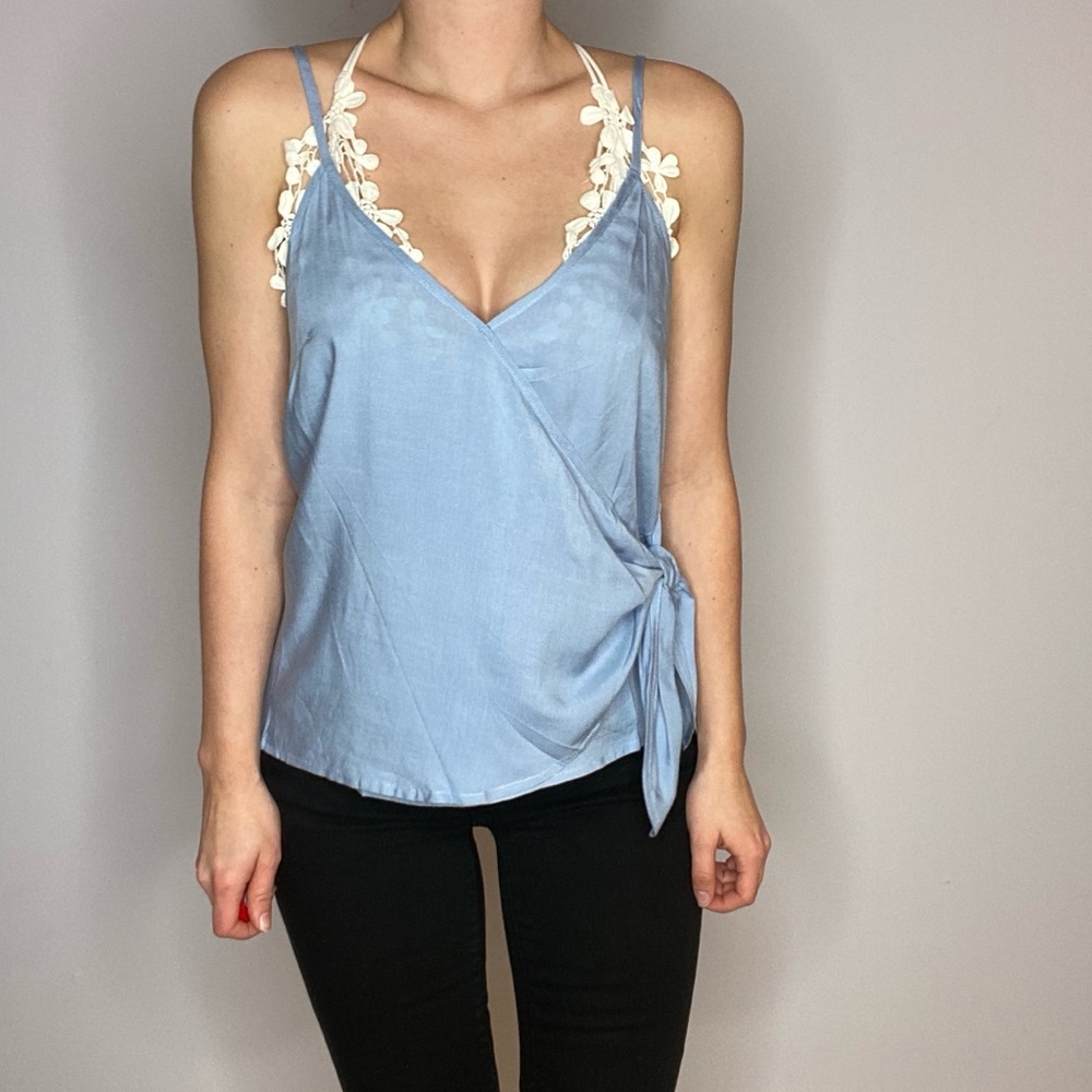 LAST ONE!!! Light Blue Cami Top with Tie - Picture 3 of 6